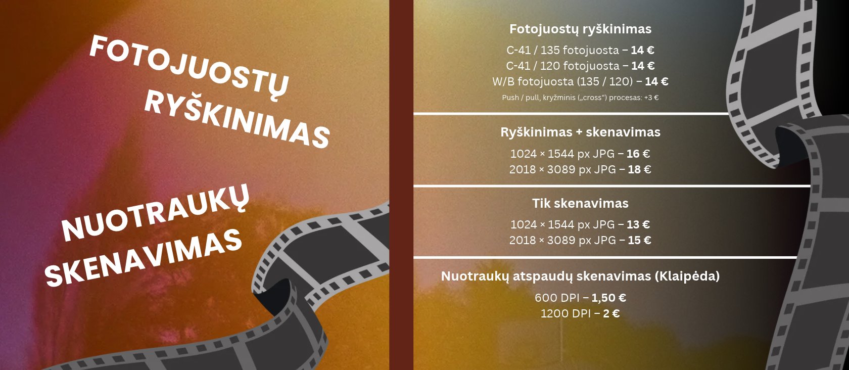Fotojuostų ryškinimas ir nuotraukų skenavimas