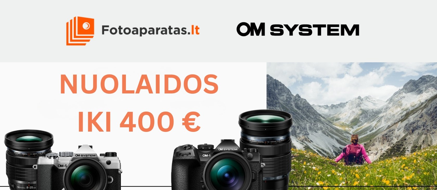 OM System akcija: sutaupykite iki 400 €
