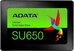 ADATA Ultimate SU650 256 GB, SSD form factor 2.5", SSD interface SATA 6Gb/s, Write speed 450 MB/s, Read speed 520 MB/s