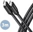 AXAGON BUCM3-CM30AB SPEED cable USB-C <-> USB-C, 3m, USB 3.2 Gen 1, PD 60W 3A, ALU, braid