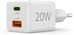 00201991 Fast Charger 1x USB-C 1x USB-A, Mini Charger, PD, 20W, White