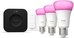 Philips Hue Starter set: 3 smart E27 bulbs, dimmer switch, Hue Bridge Pro | E27 | White and colored light