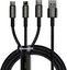 USB cable 3in1 Baseus Tungsten Gold, USB to micro USB / USB-C / Lightning, 3.5A, 1.5m (black)