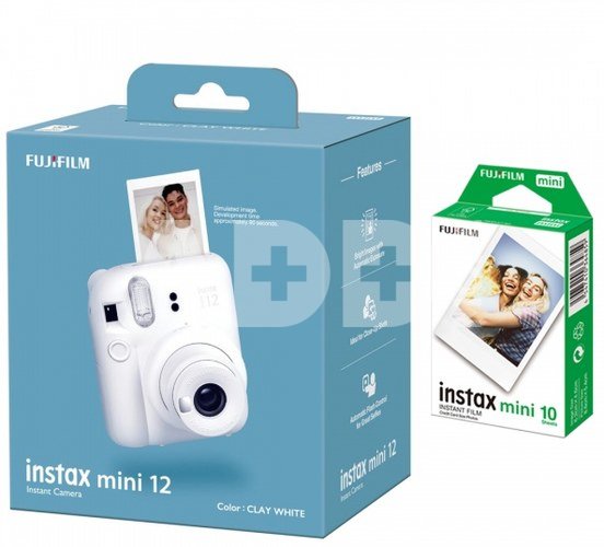 Kiirkaamera Fujifilm instax mini 12 CLAY WHITE+instax mini glossy