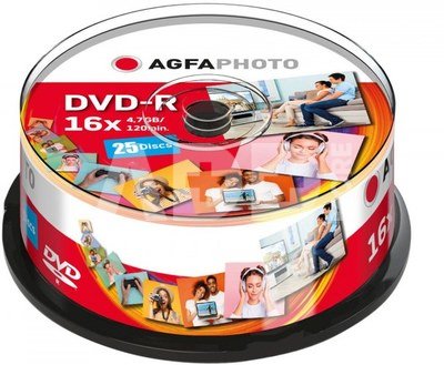 1x25 AgfaPhoto DVD-R 4,7GB 16x Speed, Cakebox