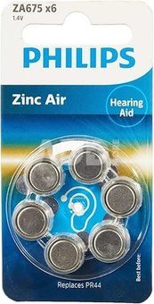 1x6 Philips Zinc-Air PR44 / 675 H&ouml;rger&auml;te Batterie