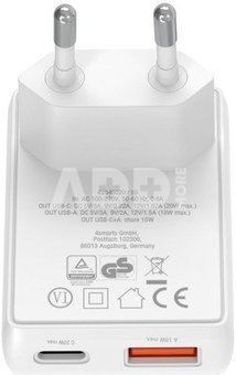 FlatPlug Duos 20W GaN USB-C + USB-A White
