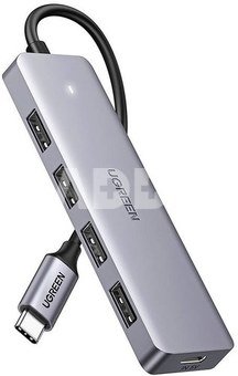 4v1 adapt&eacute;r UGREEN Hub USB-C na 4x USB 3.0 USB-C - šed&yacute;