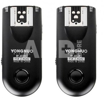 A set of two Yongnuo RF603N II flash triggers with an N3 for Nikon cable