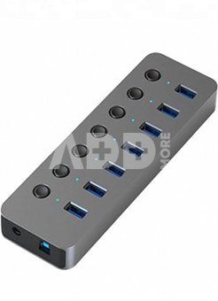 Adapteris USB A 3.0 - 7 x USB 3.0 su jungikliais