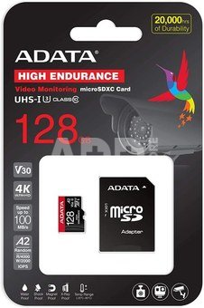 ADATA AUSDX128GUI3V30SHA2-RA1 Memory Card 128 GB, MicroSDXC, Flash memory class 10, Adapter, 80 MB/s, 100 MB/s