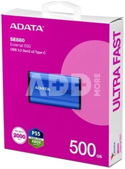 Adata External SSD Disk SE880 500 GB USB3.2A/C Gen2x2 Blue