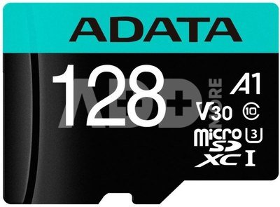 ADATA Premier Pro UHS-I U3 128 GB, micro SDXC, Flash memory class 10, with Adapter