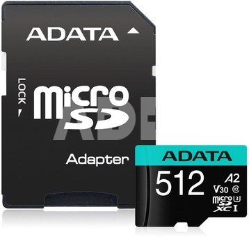 ADATA Premier Pro UHS-I U3 512 GB, micro SDXC, Flash memory class 10, with Adapter