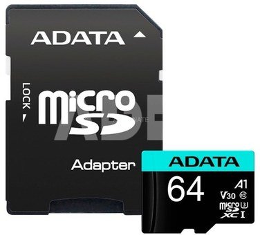 ADATA Premier Pro UHS-I U3 V30S 64 GB, MicroSDXC, Flash memory class 10, Adapter