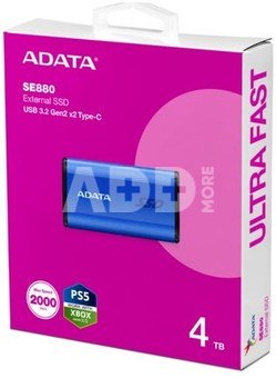 Adata SSD External Disk SE880 4TB USB3.2A/C Gen2x2 Blue