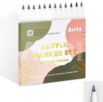 Acrylic Marker Pens ARRTX, 12 Metallic Colors