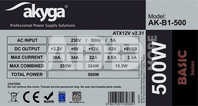 AKYGA AK-B1-500 ATX 500W POWER SUPPLY