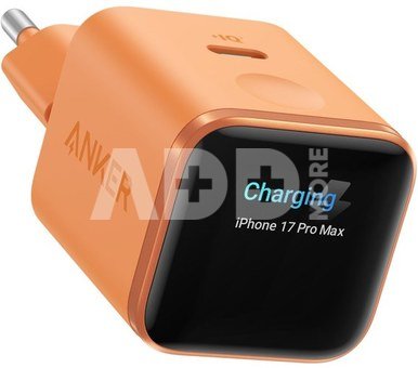 Anker Nano Charger 45W, Smart Display, Orange | 24 pin USB-C
