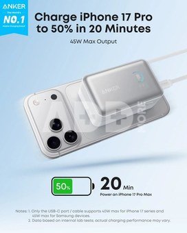 Anker Anker Nano Power Bank (10K, 45W, Built-In Retractable USB-C Cable), White | Anker