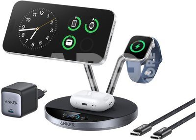 Anker Prime Wireless Charging Station Qi2.2 25W wireles charging (3-in-1, MagGo, AirCool, Dock Stand) PSU added