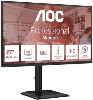 AOC Q27E4CV | 27 " | IPS | QHD | 16:9 | 120 Hz | 4 ms | 2560 x 1440 pixels | 350 cd/m&sup2; | HDMI ports quantity 1 | Black
