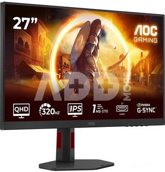 AOC | Q27G4SRU | 27 " | Fast IPS | QHD | 16:9 | 320 Hz | 0.3 ms | 2560 x 1440 pixels | 400 cd/m&sup2; | HDMI ports quantity 2 | Black