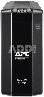 APC Back-UPS Pro, 650VA/390W, Tower, 230V, 6x IEC C13 outlets, AVR, LCD, User Replaceable Battery, Black