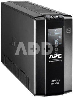 APC Back-UPS Pro, 650VA/390W, Tower, 230V, 6x IEC C13 outlets, AVR, LCD, User Replaceable Battery, Black