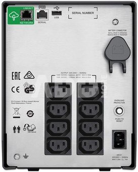 APC Smart-UPS C, Line Interactive, 1000VA, Tower, 230V, 8x IEC C13 Sockets, SmartConnect Port, USB and Serial Connectivity, AVR, Graphic LCD