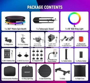 NEEWER 39.4"/100cm 360 Photo Booth with RGB LED Strip & Remote 10104203