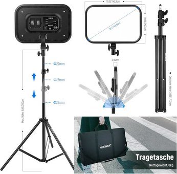 Neewer 2 Pack RGB168 18.3 Inch LED Panel Video Light