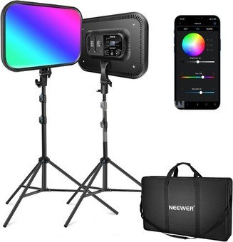NEEWER RGB168 18.3 Inch 60 W RGB LED Video Light Panel Set 10101825 Lamps Lighting kits Fotoaparatas.lt