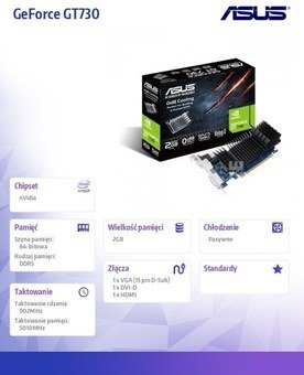 Asus Graphic card GeForce GT730 2GB DDR5 PCI 2.0 64BIT DVI-D/HDMI/HDCP