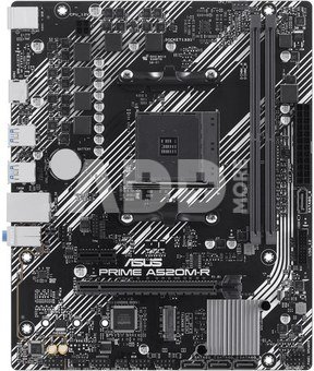 ASUS PRIME A520M-R | Processor family AMD A520 | Processor socket 1 x Socket AM4 | 2 DIMM slots - DDR4, ECC, unbuffered | Supported hard disk drive interfaces SATA-600 (RAID), 1 x M.2 | Number of SATA connectors 4