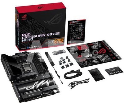 Asus ROG CROSSHAIR X870E HERO | Processor family AMD | Processor socket AM5 | DDR5 | Supported hard disk drive interfaces SATA, M.2 | Number of SATA connectors 4