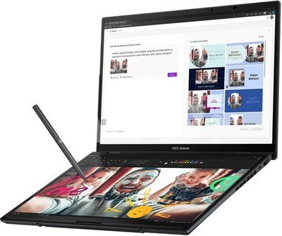 Asus Zenbook Duo UX8406CA-PZ009W | Basalt Gray | 14 " | OLED | Touchscreen | 3K | 2880 x 1800 pixels | Glossy | Intel Core Ultra 9 | 285H | 32 GB | LPDDR5X | Solid-state drive capacity 2000 GB | Intel Arc Graphics | Windows 11 Home | 802.11be | Bluetooth version 5.4 | Keyboard language English