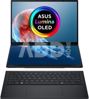 Asus | Zenbook Duo UX8406CA-QL287W | Inkwell Gray | 14 " | OLED | Touchscreen | FHD | 1920 x 1200 pixels | Intel Core Ultra 7 | 255H | 16 GB | LPDDR5X | Solid-state drive capacity 1000 GB | Intel Arc Graphics | Windows 11 Home | 802.11be | Bluetooth version 5.4 | Keyboard language US international | Keyboard backlit | Warranty 24 month(s) | Battery warranty 12 month(s)
