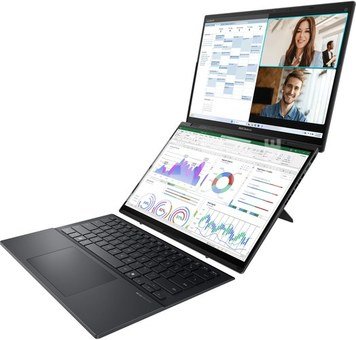 Asus | Zenbook Duo UX8406CA-QL287W | Inkwell Gray | 14 " | OLED | Touchscreen | FHD | 1920 x 1200 pixels | Intel Core Ultra 7 | 255H | 16 GB | LPDDR5X | Solid-state drive capacity 1000 GB | Intel Arc Graphics | Windows 11 Home | 802.11be | Bluetooth version 5.4 | Keyboard language US international | Keyboard backlit | Warranty 24 month(s) | Battery warranty 12 month(s)