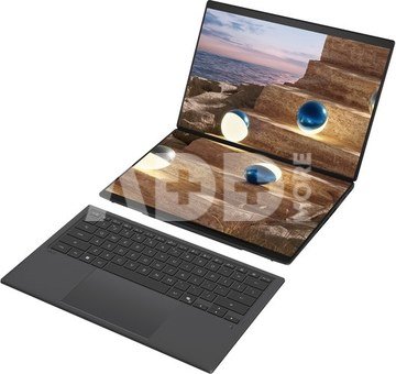 Asus | Zenbook Duo UX8407AA-SN066W | Moher Gray | 14 " | OLED | Touchscreen | 2.8K | 2880 x 1800 pixels | 144 Hz | Anti-Reflective | Intel Core Ultra X9 | 378H | 32 GB | LPDDR5X | Solid-state drive capacity 2000 GB | Intel Arc Graphics | Windows 11 Pro | 802.11be | Bluetooth version 5.4 | Keyboard language US international | Keyboard backlit | Warranty 24 month(s) | Battery warranty 12 month(s)