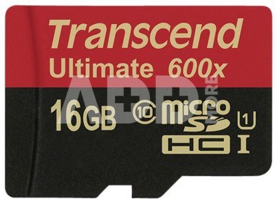 Transcend MicroSDHC Card 16GB + Adapteris / 600x 