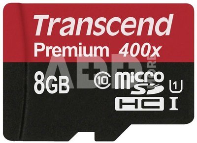 Transcend MicroSDHC 8GB + Adapteris / Class 10