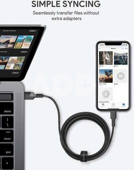 AUKEY Cable CB-CL03 Black nylon Lightning-USB C | 2m | USB Power Delivery USB-PD | certificate MFi Apple
