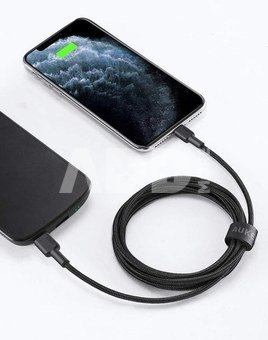 AUKEY Cable CB-CL03 Black nylon Lightning-USB C | 2m | USB Power Delivery USB-PD | certificate MFi Apple