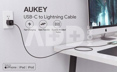 AUKEY Cable CB-CL03 Black nylon Lightning-USB C | 2m | USB Power Delivery USB-PD | certificate MFi Apple