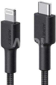AUKEY Cable CB-CL03 Black nylon Lightning-USB C | 2m | USB Power Delivery USB-PD | certificate MFi Apple