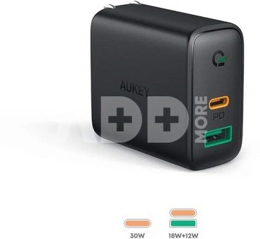 AUKEY Wall Charger 2xUSB Power Delivery (1xUSB A+1xUSB C) 5.4A 30W Dynamic Detect PA-D1