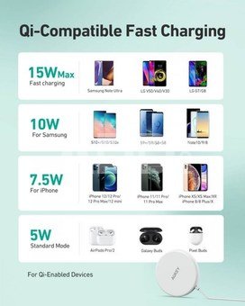 AUKEY Aircore 15W Wireless Charger Magnetic LC-A1-WT