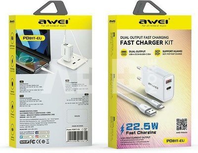 AWEI Charger GaN 22,5W PD81T 22,5W + USB-C cable