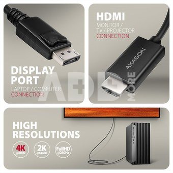 AXAGON Active cable RVD-HI20C2 | DisplayPort to HDMI | 1.8 m